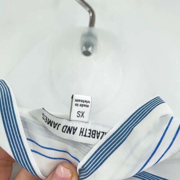 Elizabeth and James Button Down Tunic Shirt Women's XS White Blue Striped Light - Picture 5 of 12